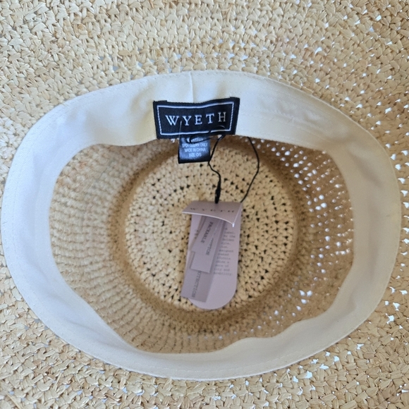 New Wyeth Lacey Raffia Crochet Scalloped Edge Natural Bucket Straw Hat NWT - Picture 14 of 15